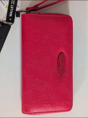 Ed Hardy NWT Red Zip Around Wristlet Wallet